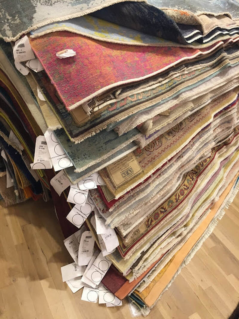Sourcing rugs at ABC Carpet and Home in NYC